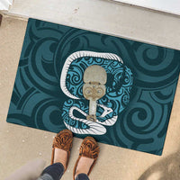 Turquoise New Zealand Eel Rubber Doormat Aotearoa Maori Tuna With Kotiate Weapon LT14 - Polynesian Pride