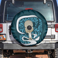 Turquoise New Zealand Eel Spare Tire Cover Aotearoa Maori Tuna With Kotiate Weapon LT14 Turquoise - Polynesian Pride