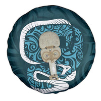 Turquoise New Zealand Eel Spare Tire Cover Aotearoa Maori Tuna With Kotiate Weapon LT14 - Polynesian Pride