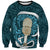 Turquoise New Zealand Eel Sweatshirt Aotearoa Maori Tuna With Kotiate Weapon