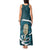 Turquoise New Zealand Eel Tank Maxi Dress Aotearoa Maori Tuna With Kotiate Weapon