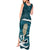 Turquoise New Zealand Eel Tank Maxi Dress Aotearoa Maori Tuna With Kotiate Weapon