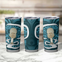 Turquoise New Zealand Eel Tumbler Cup Aotearoa Maori Tuna With Kotiate Weapon LT14 - Polynesian Pride