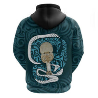 Turquoise New Zealand Eel Zip Hoodie Aotearoa Maori Tuna With Kotiate Weapon