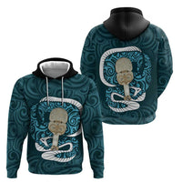 Turquoise New Zealand Eel Zip Hoodie Aotearoa Maori Tuna With Kotiate Weapon