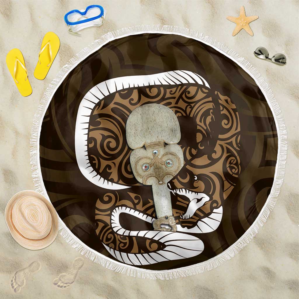 Gold New Zealand Eel Beach Blanket Aotearoa Maori Tuna With Kotiate Weapon LT14 One Size 150cm Gold - Polynesian Pride