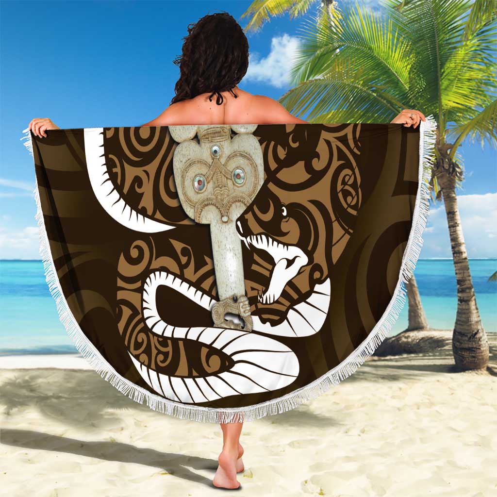 Gold New Zealand Eel Beach Blanket Aotearoa Maori Tuna With Kotiate Weapon LT14 - Polynesian Pride