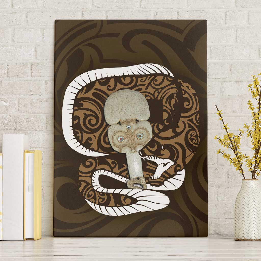 Gold New Zealand Eel Canvas Wall Art Aotearoa Maori Tuna With Kotiate Weapon