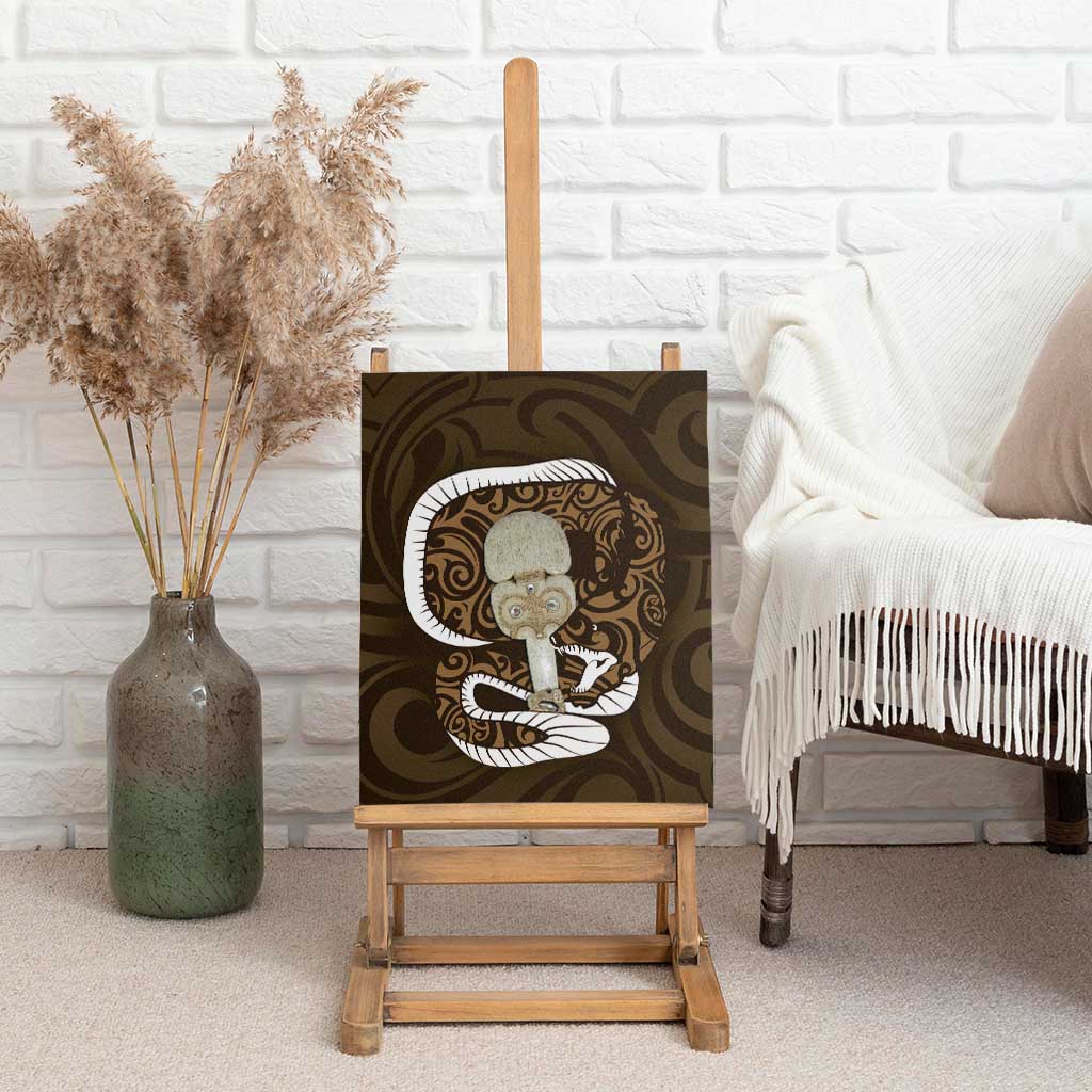 Gold New Zealand Eel Canvas Wall Art Aotearoa Maori Tuna With Kotiate Weapon LT14 - Polynesian Pride