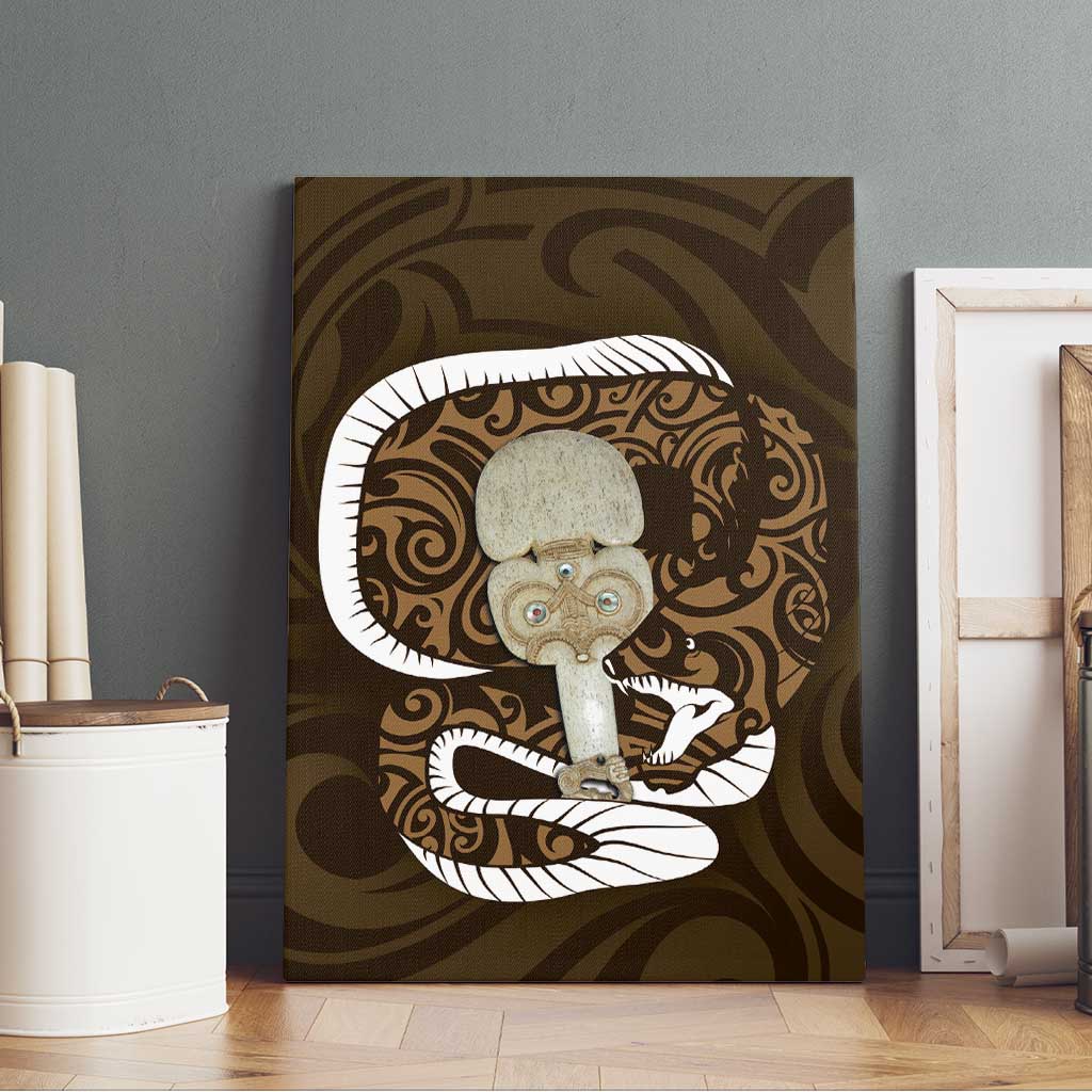 Gold New Zealand Eel Canvas Wall Art Aotearoa Maori Tuna With Kotiate Weapon LT14 - Polynesian Pride