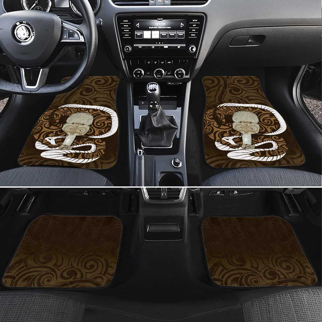 Gold New Zealand Eel Car Mats Aotearoa Maori Tuna With Kotiate Weapon LT14 Set 4pcs Gold - Polynesian Pride