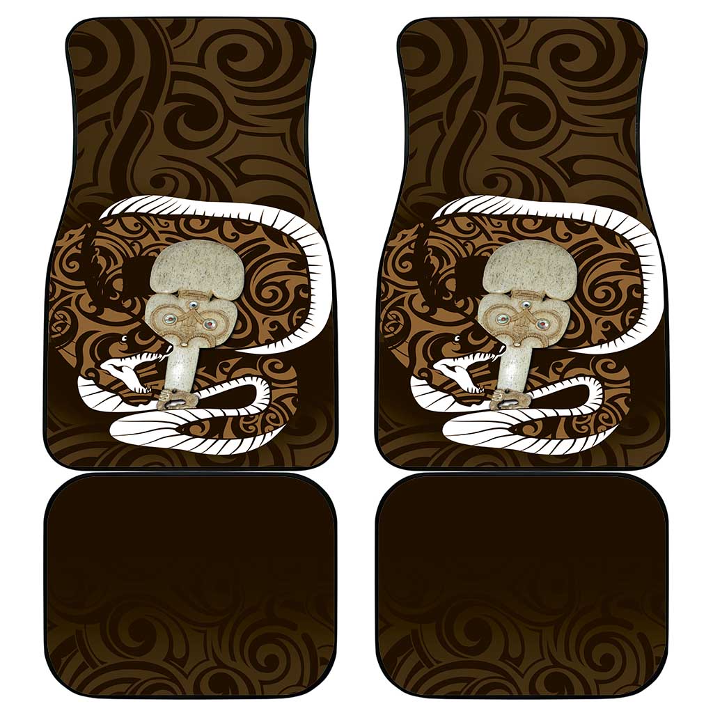 Gold New Zealand Eel Car Mats Aotearoa Maori Tuna With Kotiate Weapon LT14 - Polynesian Pride