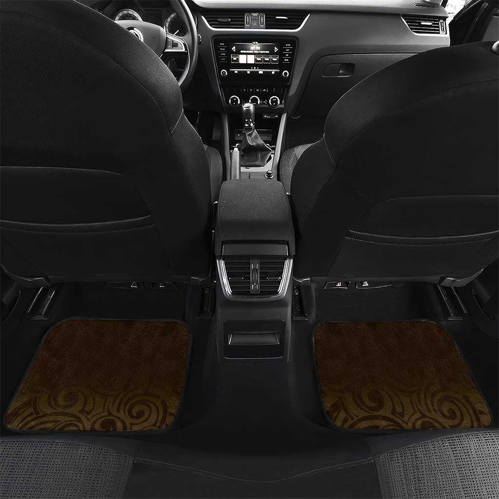 Gold New Zealand Eel Car Mats Aotearoa Maori Tuna With Kotiate Weapon LT14 Set 2pcs - Back Gold - Polynesian Pride