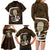 Gold New Zealand Eel Family Matching Long Sleeve Bodycon Dress and Hawaiian Shirt Aotearoa Maori Tuna With Kotiate Weapon