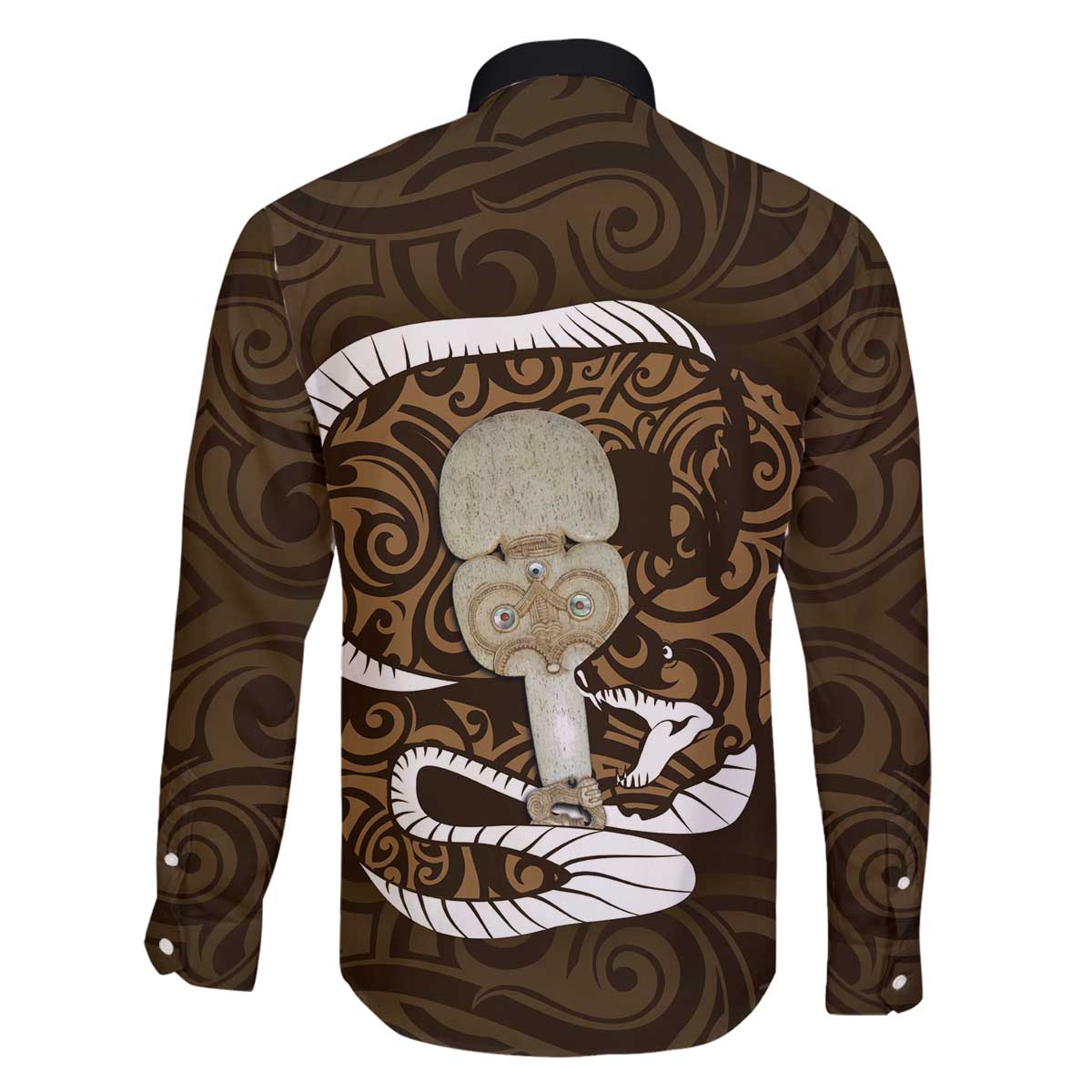 Gold New Zealand Eel Family Matching Off The Shoulder Long Sleeve Dress and Hawaiian Shirt Aotearoa Maori Tuna With Kotiate Weapon