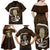 Gold New Zealand Eel Family Matching Off Shoulder Maxi Dress and Hawaiian Shirt Aotearoa Maori Tuna With Kotiate Weapon