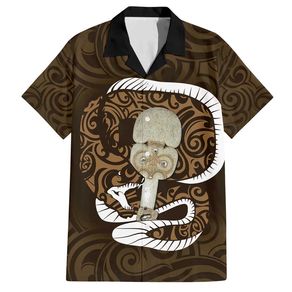 Gold New Zealand Eel Family Matching Summer Maxi Dress and Hawaiian Shirt Aotearoa Maori Tuna With Kotiate Weapon
