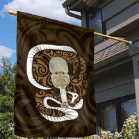 Gold New Zealand Eel Garden Flag Aotearoa Maori Tuna With Kotiate Weapon LT14 - Polynesian Pride