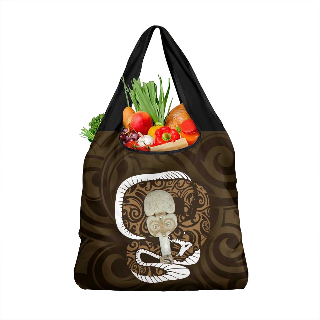 Gold New Zealand Eel Grocery Bag Aotearoa Maori Tuna With Kotiate Weapon LT14 1-pack One Size Gold - Polynesian Pride
