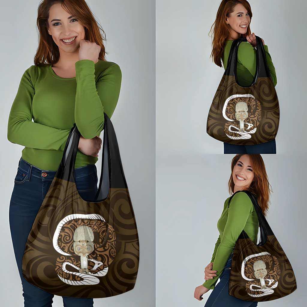 Gold New Zealand Eel Grocery Bag Aotearoa Maori Tuna With Kotiate Weapon LT14 - Polynesian Pride