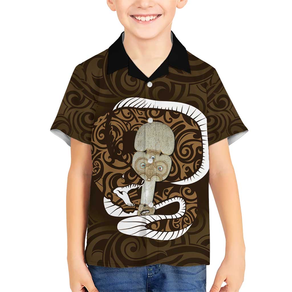 Gold New Zealand Eel Hawaiian Shirt Aotearoa Maori Tuna With Kotiate Weapon LT14 - Polynesian Pride