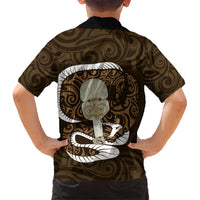 Gold New Zealand Eel Hawaiian Shirt Aotearoa Maori Tuna With Kotiate Weapon LT14 - Polynesian Pride
