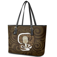 Gold New Zealand Eel Leather Tote Bag Aotearoa Maori Tuna With Kotiate Weapon LT14 - Polynesian Pride