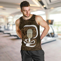 Gold New Zealand Eel Men Tank Top Aotearoa Maori Tuna With Kotiate Weapon LT14 Gold - Polynesian Pride