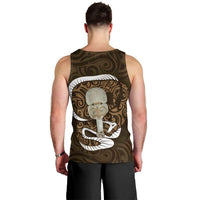 Gold New Zealand Eel Men Tank Top Aotearoa Maori Tuna With Kotiate Weapon LT14 - Polynesian Pride