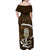 Gold New Zealand Eel Off Shoulder Maxi Dress Aotearoa Maori Tuna With Kotiate Weapon