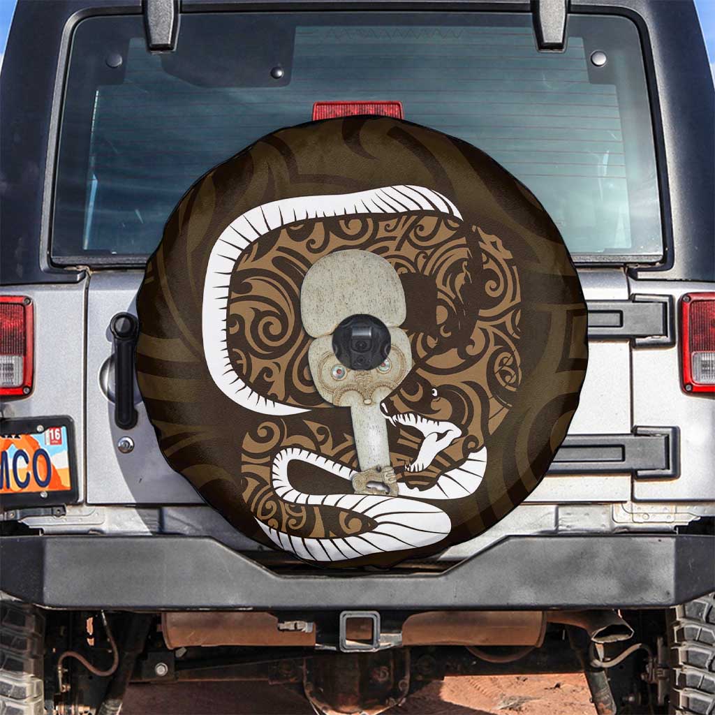 Gold New Zealand Eel Spare Tire Cover Aotearoa Maori Tuna With Kotiate Weapon