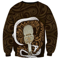 Gold New Zealand Eel Sweatshirt Aotearoa Maori Tuna With Kotiate Weapon
