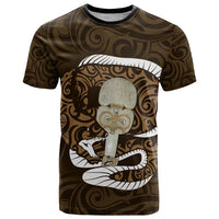 Gold New Zealand Eel T Shirt Aotearoa Maori Tuna With Kotiate Weapon LT14 Gold - Polynesian Pride