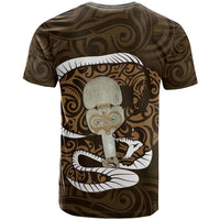 Gold New Zealand Eel T Shirt Aotearoa Maori Tuna With Kotiate Weapon LT14 - Polynesian Pride