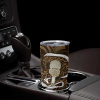 Gold New Zealand Eel Tumbler Cup Aotearoa Maori Tuna With Kotiate Weapon LT14 - Polynesian Pride