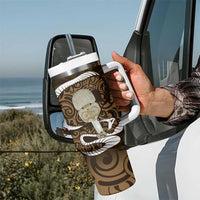 Gold New Zealand Eel Tumbler With Handle Aotearoa Maori Tuna With Kotiate Weapon LT14 - Polynesian Pride
