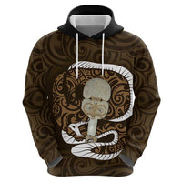 Gold New Zealand Eel Zip Hoodie Aotearoa Maori Tuna With Kotiate Weapon