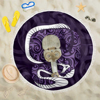 Purple New Zealand Eel Beach Blanket Aotearoa Maori Tuna With Kotiate Weapon LT14 One Size 150cm Purple - Polynesian Pride