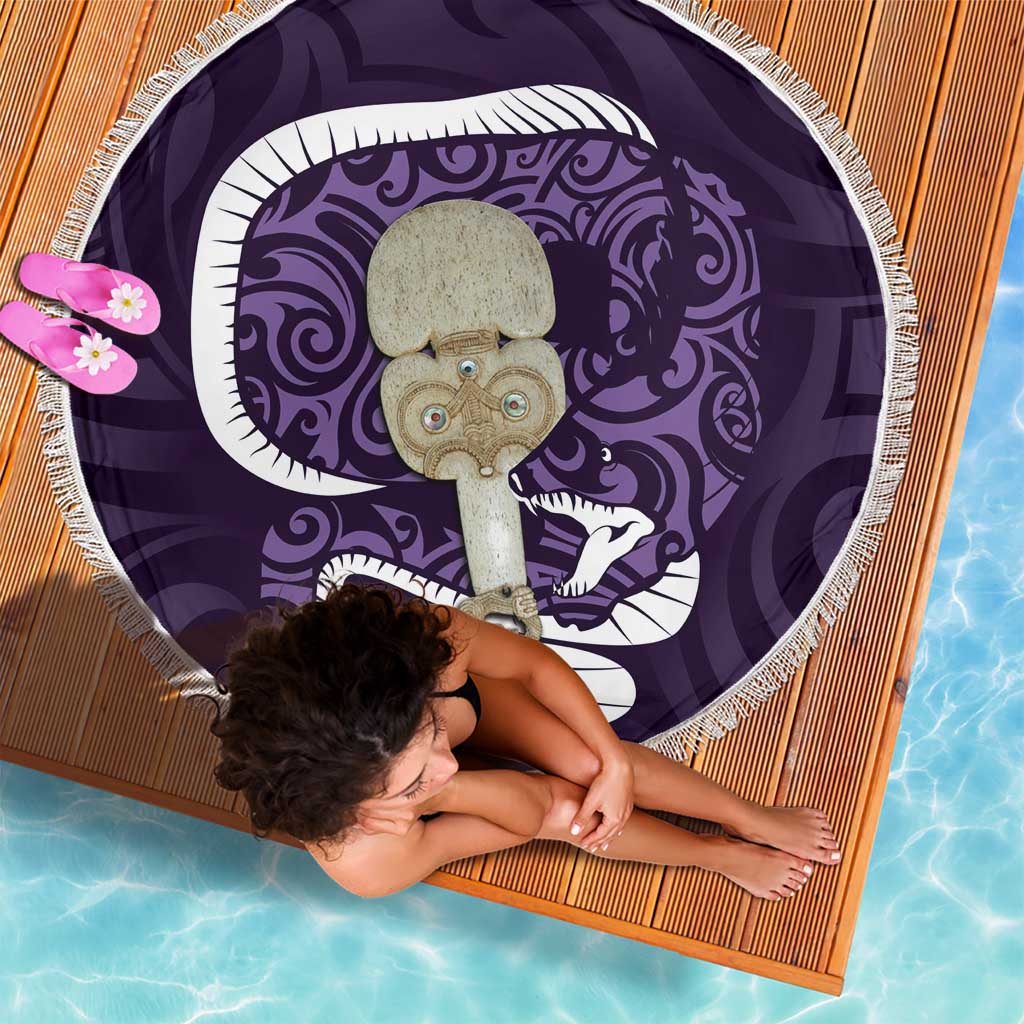 Purple New Zealand Eel Beach Blanket Aotearoa Maori Tuna With Kotiate Weapon LT14 - Polynesian Pride