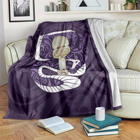 Purple New Zealand Eel Blanket Aotearoa Maori Tuna With Kotiate Weapon LT14 Purple - Polynesian Pride