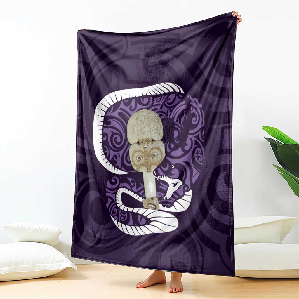 Purple New Zealand Eel Blanket Aotearoa Maori Tuna With Kotiate Weapon LT14 - Polynesian Pride