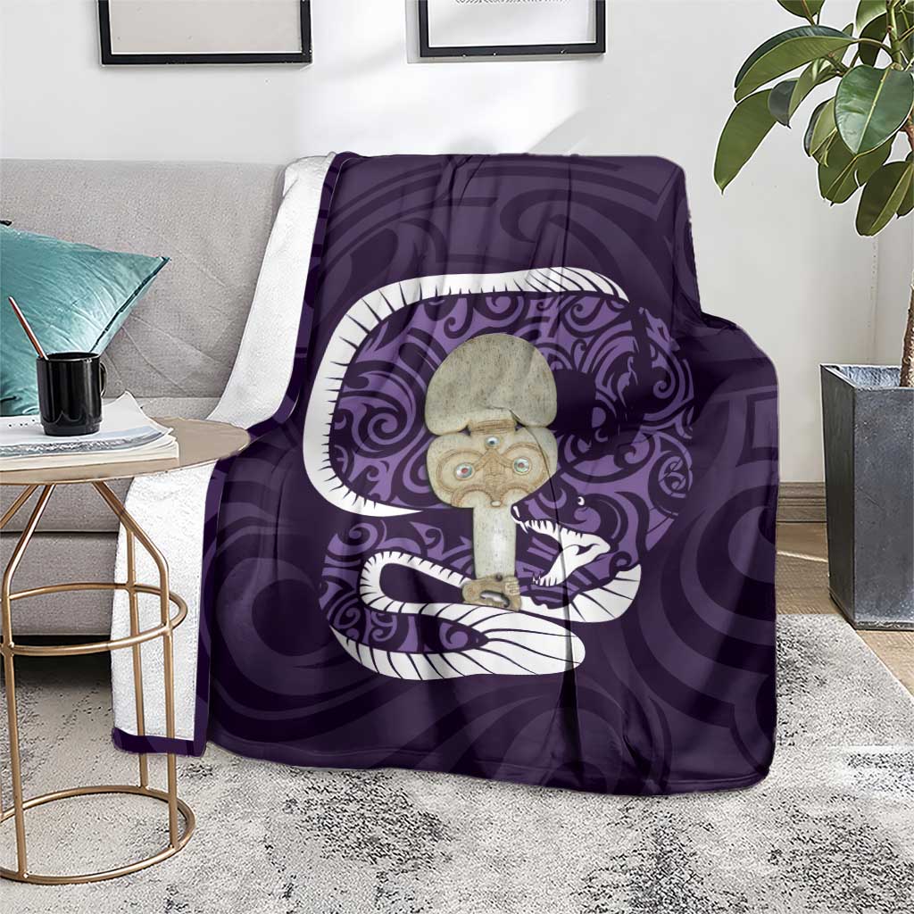 Purple New Zealand Eel Blanket Aotearoa Maori Tuna With Kotiate Weapon LT14 - Polynesian Pride