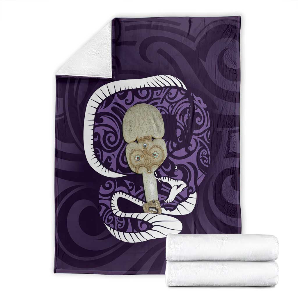 Purple New Zealand Eel Blanket Aotearoa Maori Tuna With Kotiate Weapon LT14 - Polynesian Pride