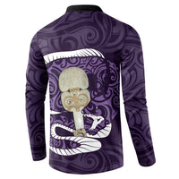 Purple New Zealand Eel Button Sweatshirt Aotearoa Maori Tuna With Kotiate Weapon LT14 - Polynesian Pride