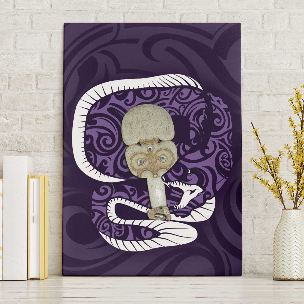 Purple New Zealand Eel Canvas Wall Art Aotearoa Maori Tuna With Kotiate Weapon LT14 Without Frame Purple - Polynesian Pride