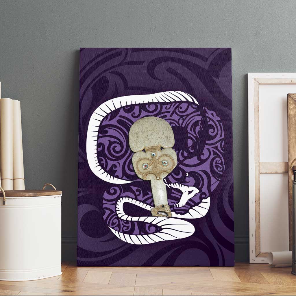 Purple New Zealand Eel Canvas Wall Art Aotearoa Maori Tuna With Kotiate Weapon LT14 - Polynesian Pride