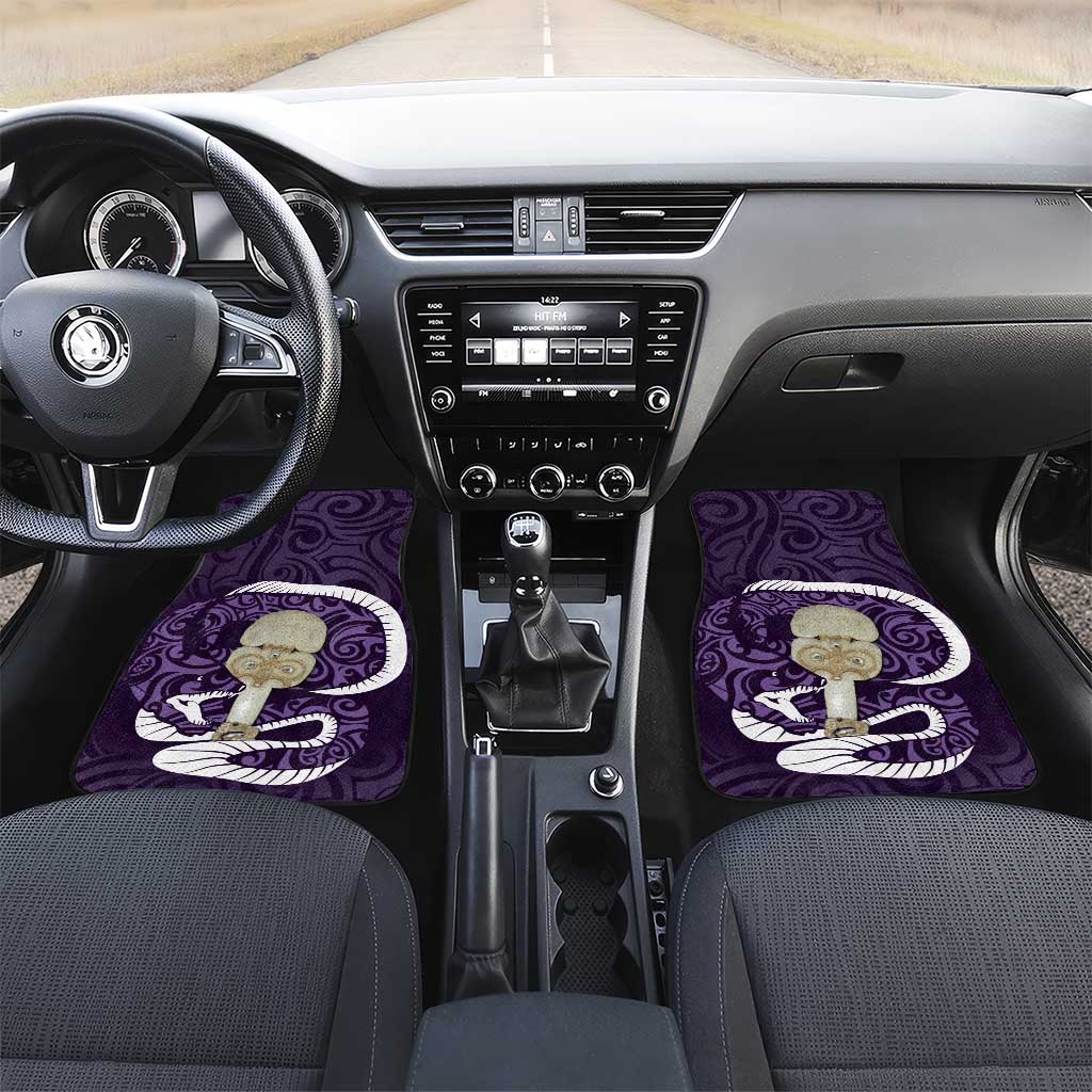 Purple New Zealand Eel Car Mats Aotearoa Maori Tuna With Kotiate Weapon LT14 Set 2pcs - Front Purple - Polynesian Pride