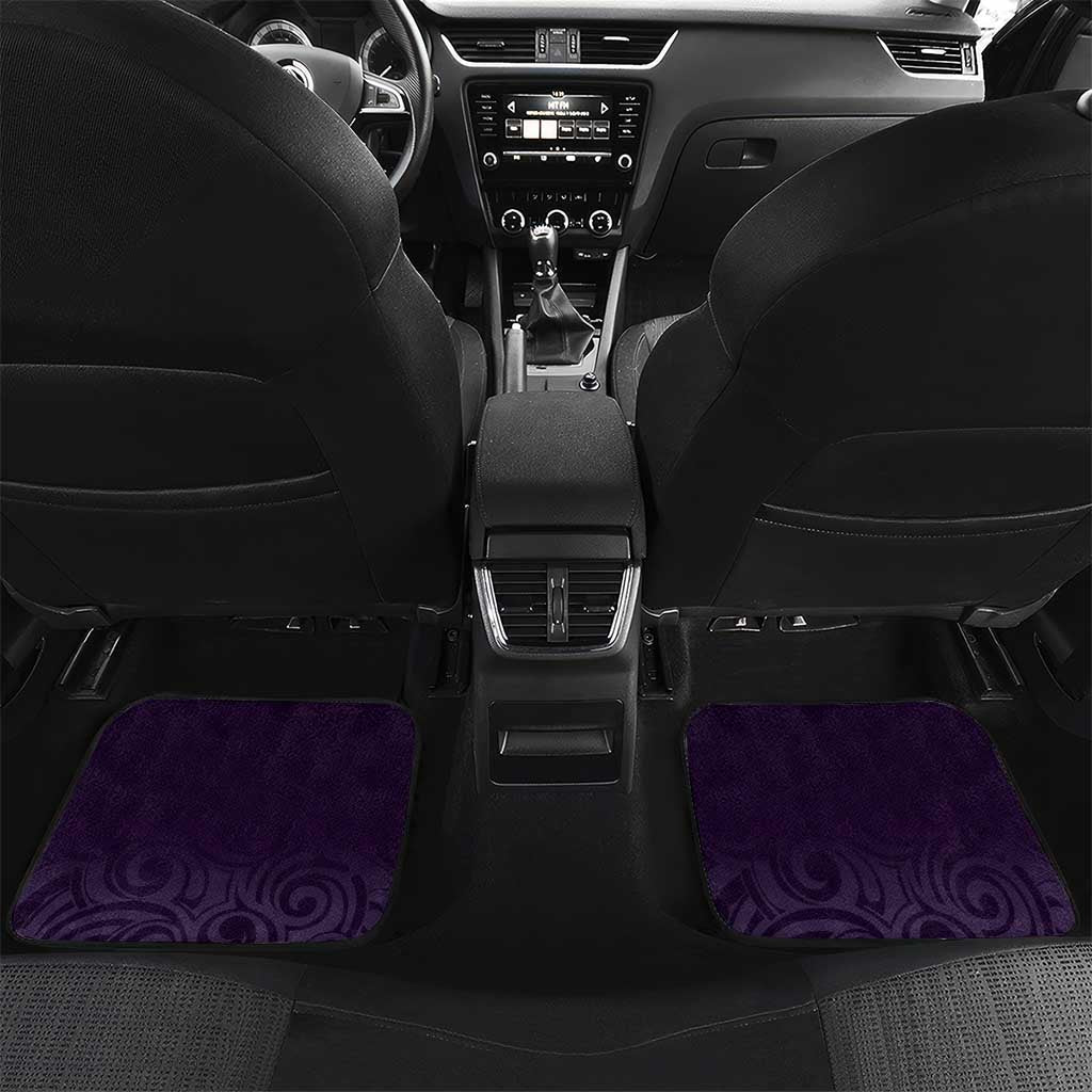 Purple New Zealand Eel Car Mats Aotearoa Maori Tuna With Kotiate Weapon LT14 Set 2pcs - Back Purple - Polynesian Pride