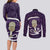 Purple New Zealand Eel Couples Matching Long Sleeve Bodycon Dress and Long Sleeve Button Shirt Aotearoa Maori Tuna With Kotiate Weapon