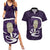 Purple New Zealand Eel Couples Matching Summer Maxi Dress and Hawaiian Shirt Aotearoa Maori Tuna With Kotiate Weapon